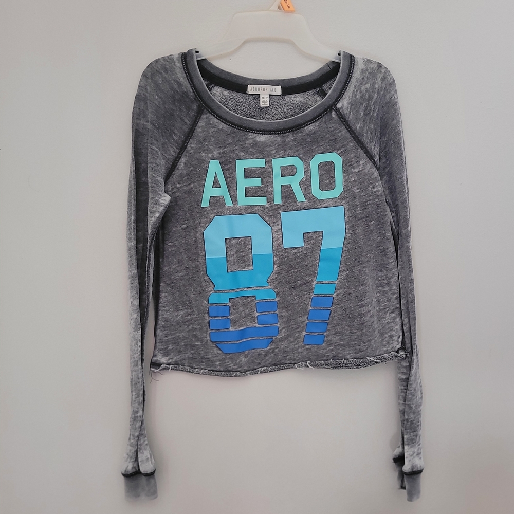 Aeropostale Gray and Blue Crop Top